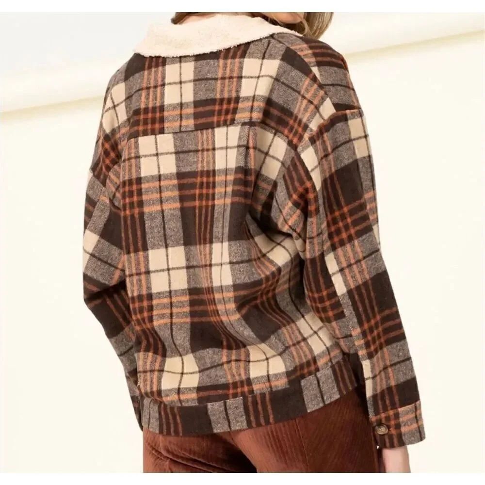 Flannel Brown Plaid Jacket - Picture 3 of 7